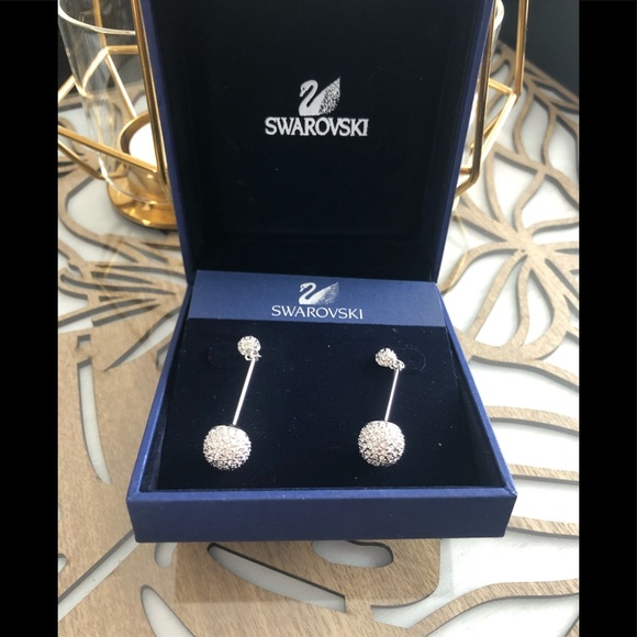 *NWT* Swarovski Crystal Pave Ball Drop Earrings - Picture 3 of 6